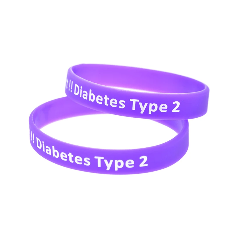 50 Stück, neues Modell, medizinisches Warnarmband, Diabetes Typ 2, Silikonarmband, unisex, 4 Farben. – Detail 8
