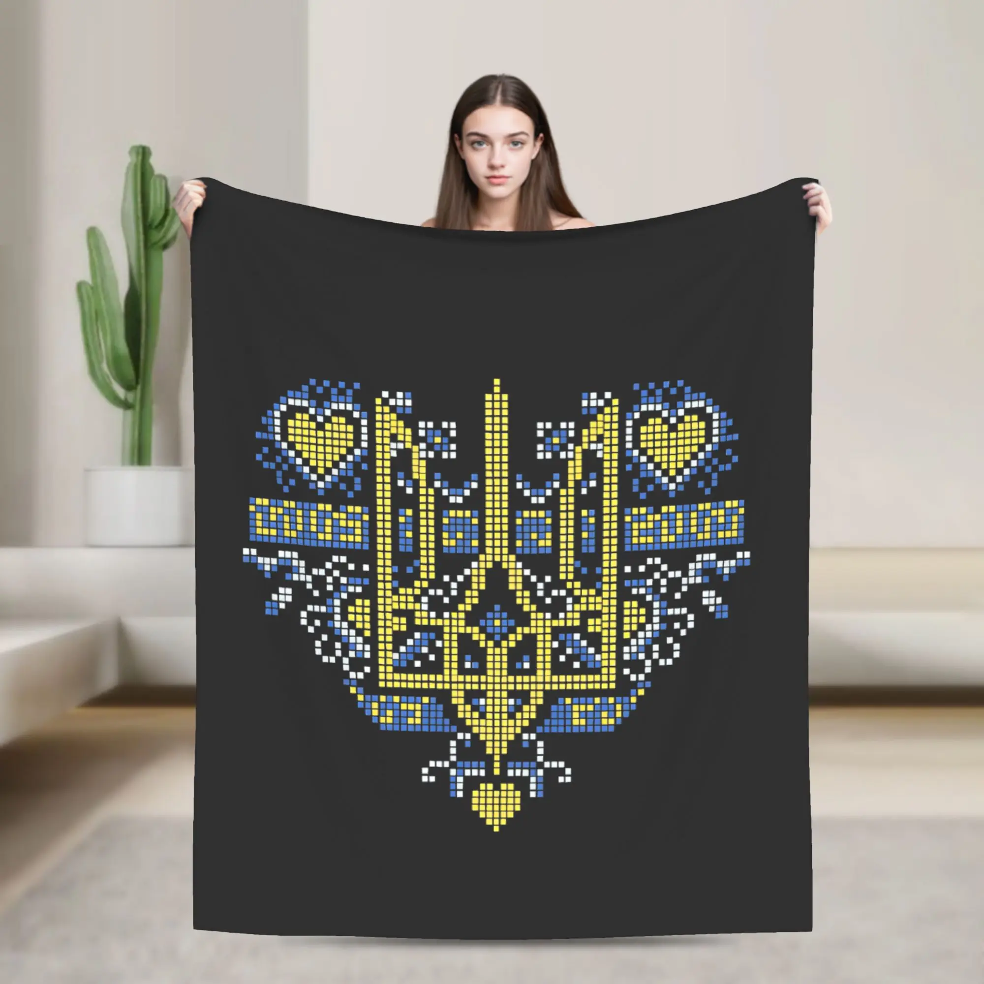 Ukrainian Vyshyvanka Flannel Blanket Winter  Warm Soft Throw Blanket for Child Living Room Graphic Bedspread Sofa Bed Cover
