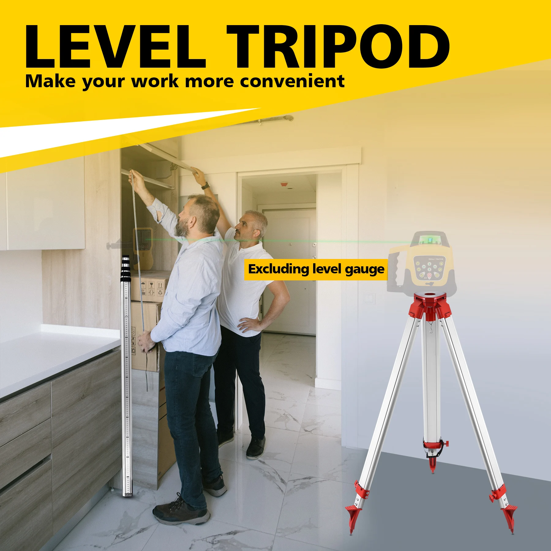 5M Staff 1.65M Aluminum Tripod For Laser Level Leveling Construction Measuring