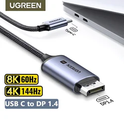 UGREEN-USB C para Displayport 1.4 para Macbook Pro, iPad, Compatível com Thunderbolt 3, 4, Cabo 8K, 32.4Gbps