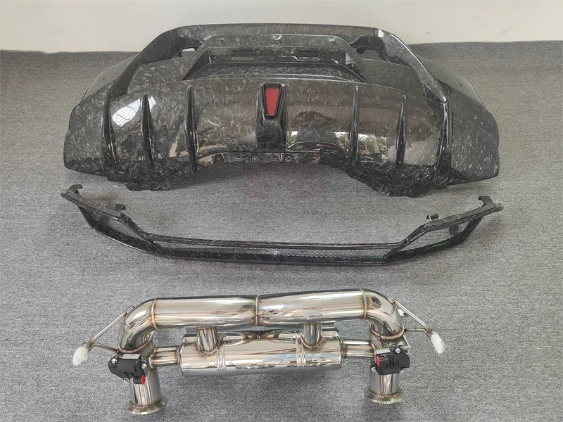 

Прямая продажа с фабрики, кованый узор из углеродного волокна, P-образный выхлопной задний бампер для Lamborghini Huracan LP580 LP610, комплект кузова