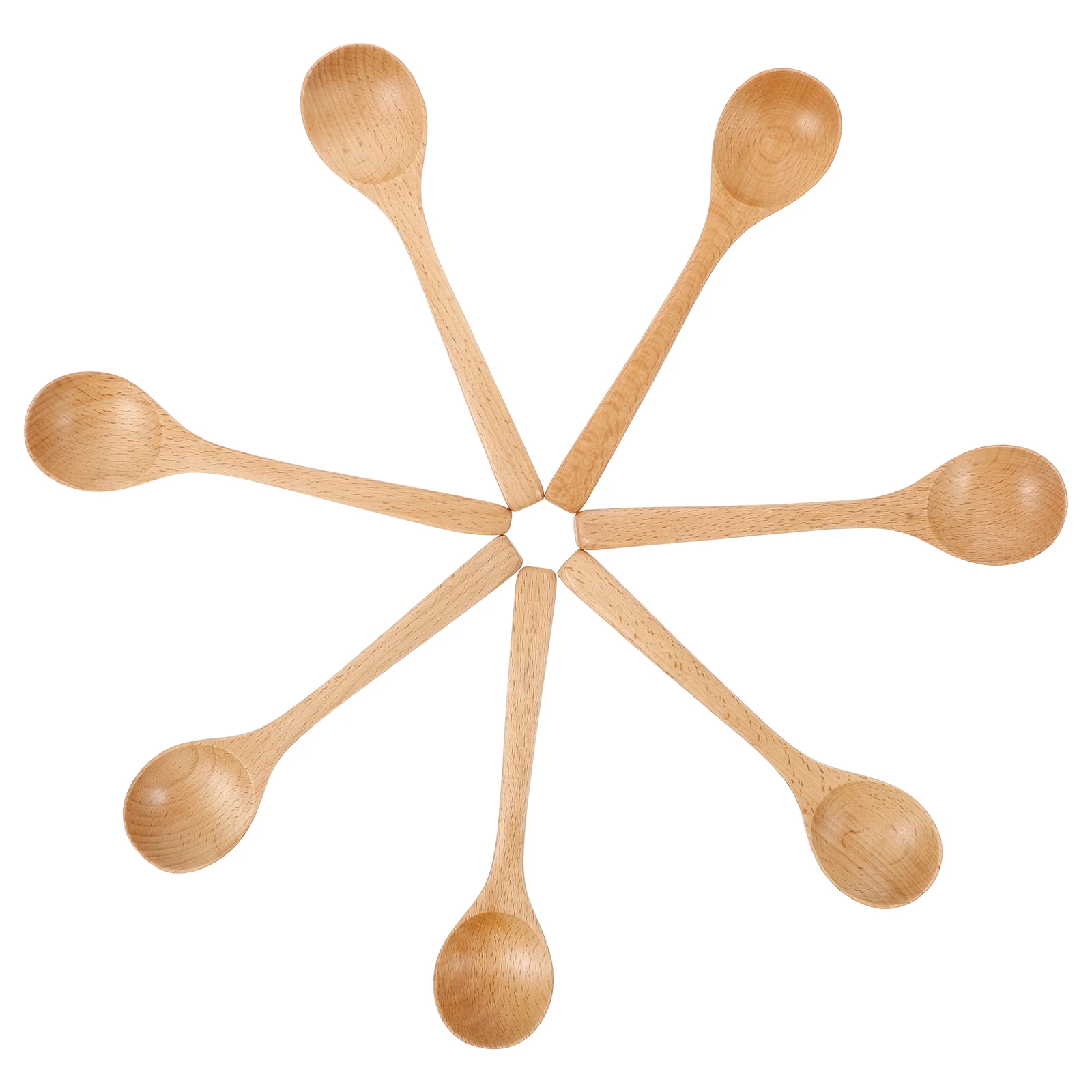 

7 Pcs Spoon Set Honey Ice Cream Dessert Spoons Reusable Kitchen Wooden Teaspoon Tools Wood Soup Ladle Tea