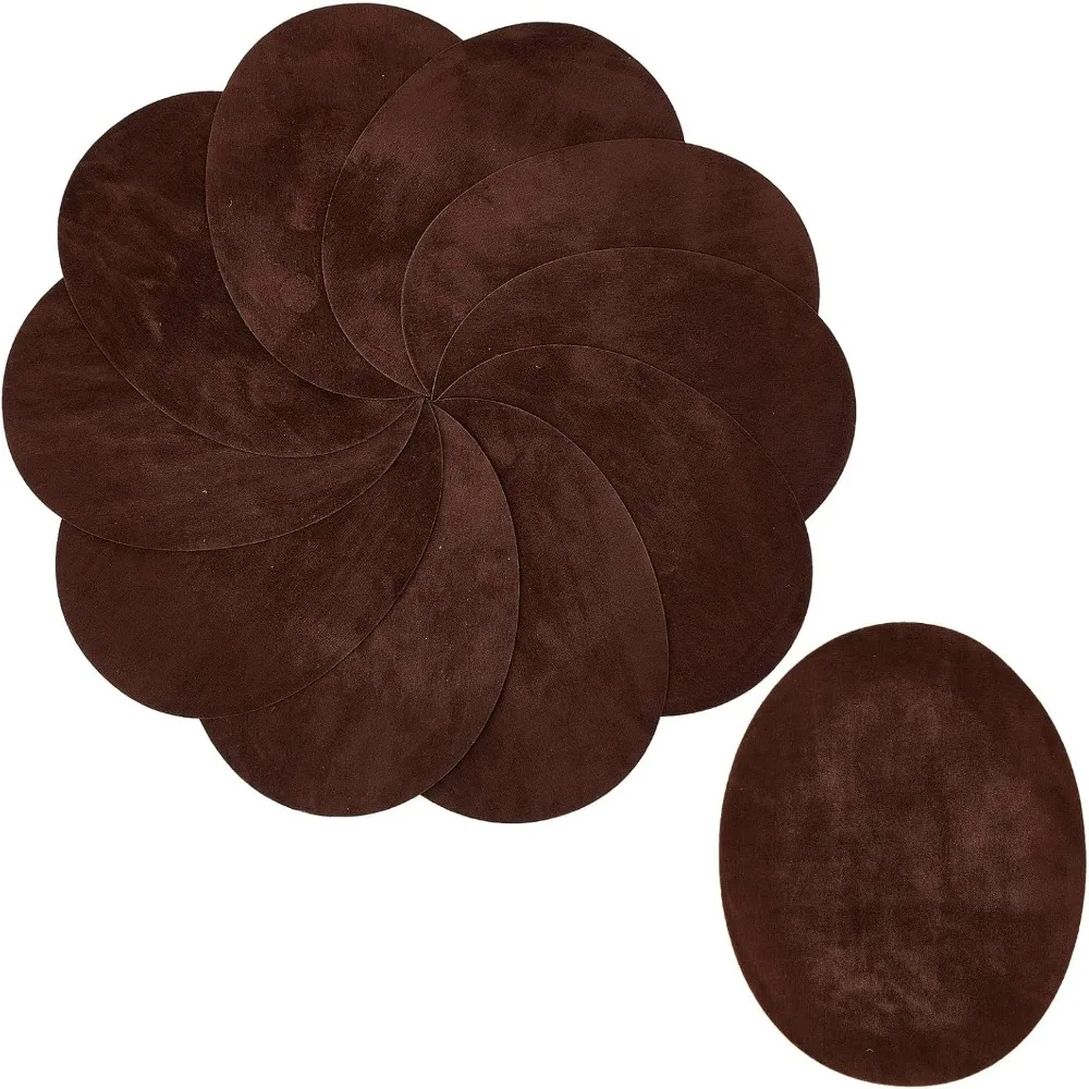 10PCS Iron On Patches Coconut Brown Oval Elbow Suede Fabric Appliques Cloth Repair Sewing Elbow Knee DIY Artificial making kit