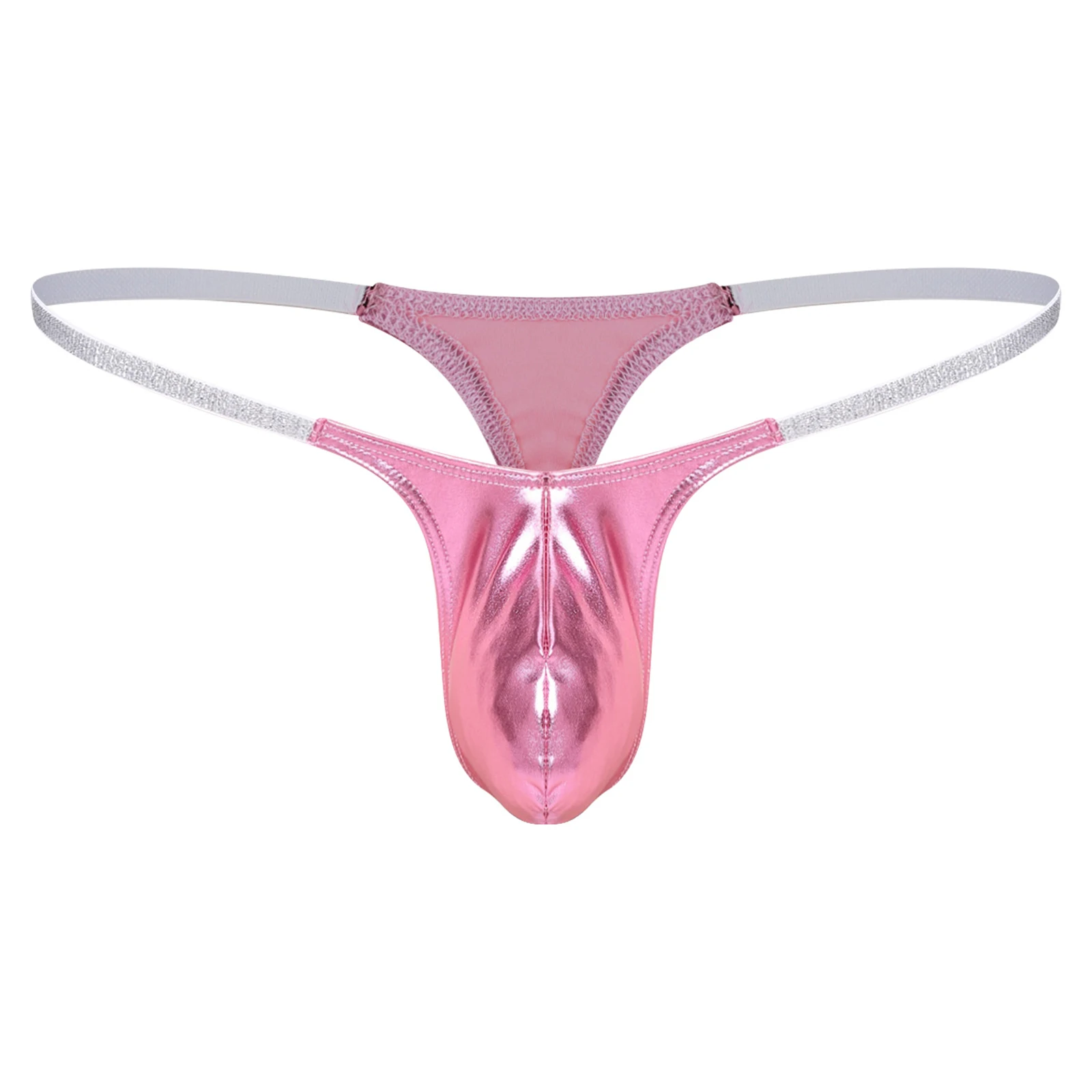 

Men Metallic Shiny G-string Briefs Low Rise Pouch Elastic Waist Thongs Underwear Swimwear Beachwear for Nightclub Beach Pool