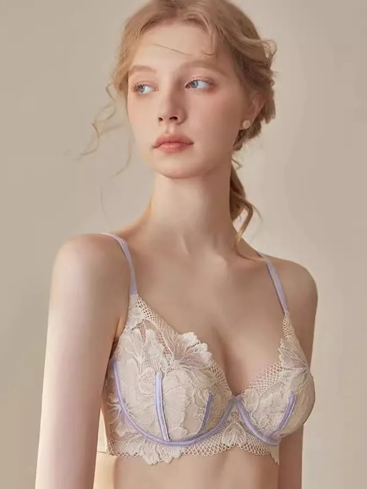 BANERDANNI ملابس داخلية رومانسية فرنسية | دعم تمثال نصفي كبير | مجموعة حمالة صدر دانتيل رفيعة ومثيرة ومضادة للترهل | الراحة المناسبة | 2026 وصول جديد