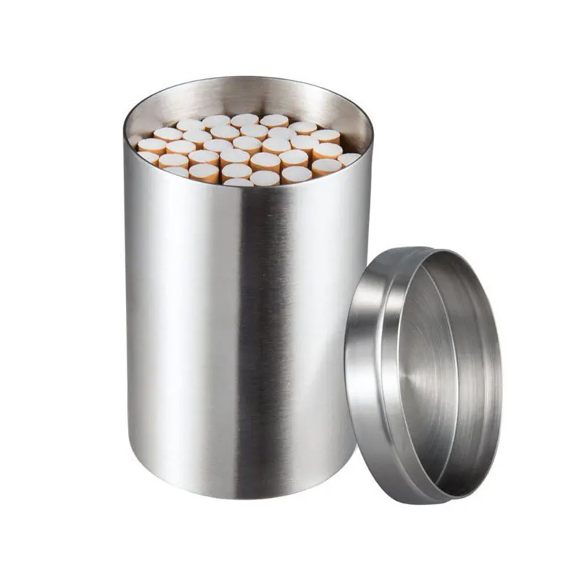 Stainless Steel Cigarette Storage Can Sealed Moisture-proof Large Capacity Cylinder 50 Cigarette Storage Can