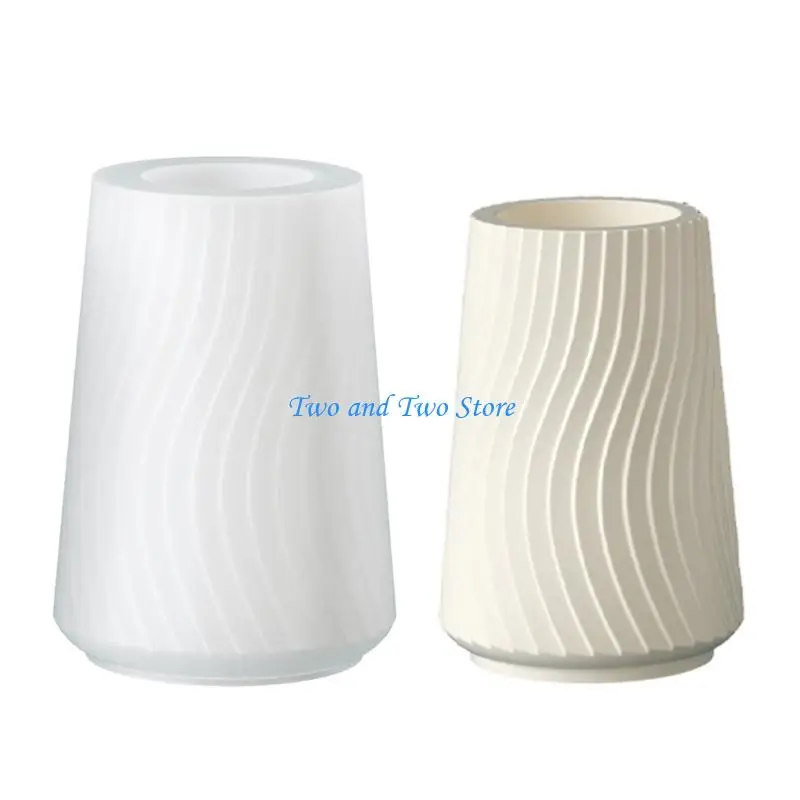 HX6F Handmade Vase Mold Striped Reusable Crafting Moulds Silicone Texture for Resin Art Home Decoration and Gift Making