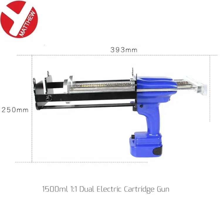 1500ml Electric Cordless Double Cartridge Caulking Gun Powered By Li-Battery