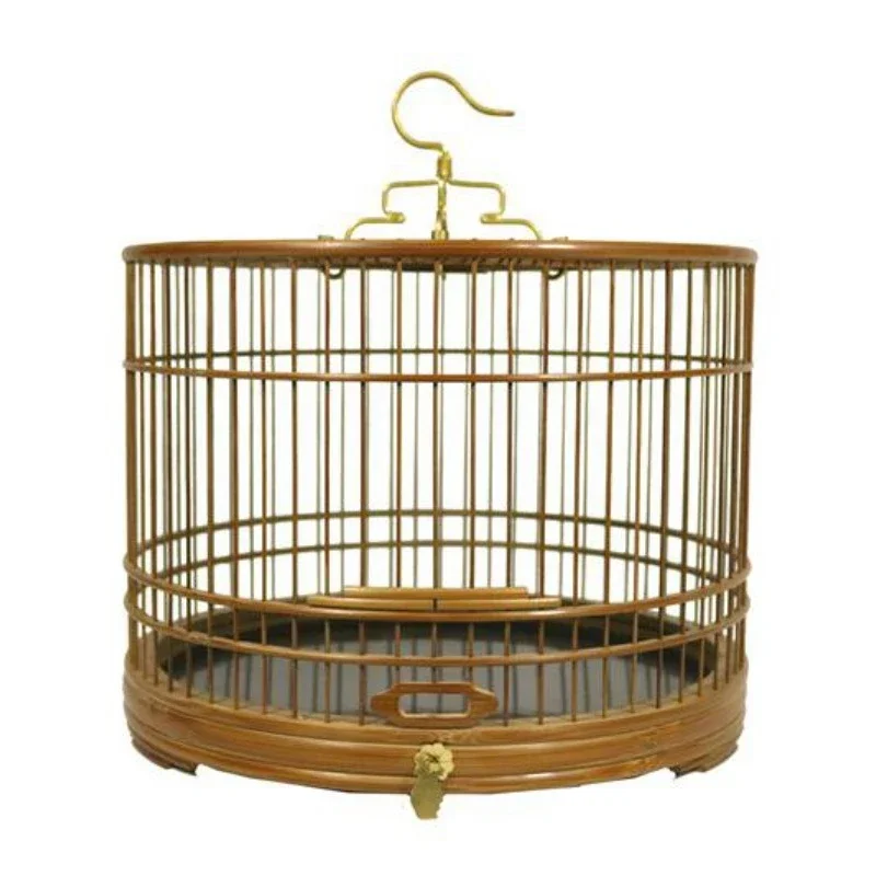 

Wooden Large Round Bird Cages Budgie Canary Portable Drawer Carrier Bird Cages Southe Park Cage Oiseau Birds Supplies WZ50BC