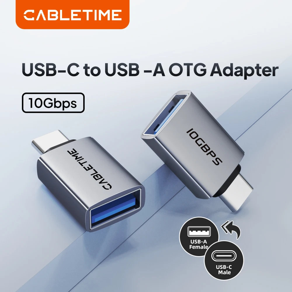 CABLETIME 10Gbps USB C OTG Adapter High-Speed USB to Type C Female Converter Data OTG For Xiaomi Huawei IPhone15 16 Macbook Pro