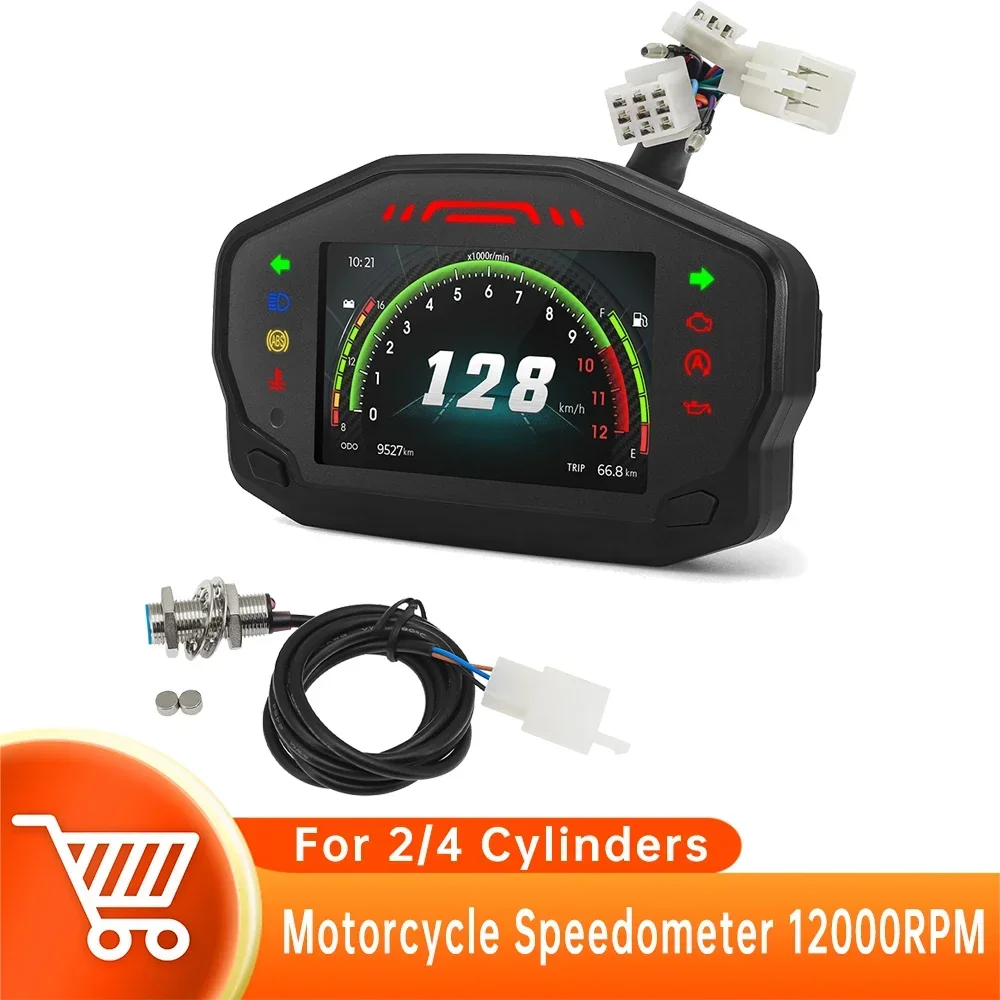 New 12000RPM TFT Screen Speed Meter Motorcycle Speedometer Chinese / English Version Odometer Tachometer for 2,4 Cylinders