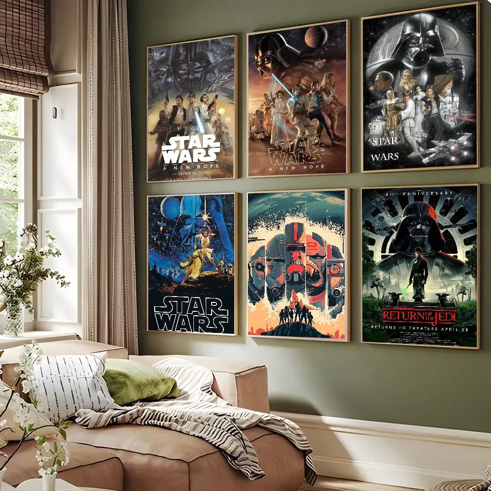 Retro S-star W-wars Classic Movie Anime Posters Sticky Decoracion Painting Wall Art White Kraft Paper Wall Decor