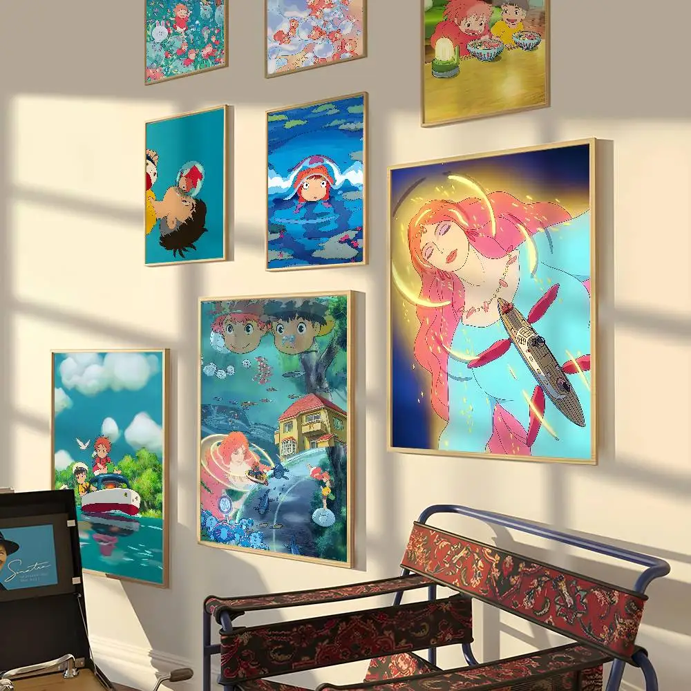 Classics Cartoon P-Ponyo Poster Self-adhesive Wall Art Decorations Room Decor HD Frameless