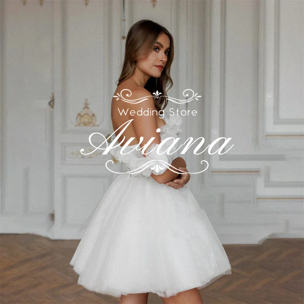 Aviana Customized BAll Gown Flower A-LIne Wedding Dress Off The Shoulder Princess Style Elegant Above The Knee Party Dress 2025