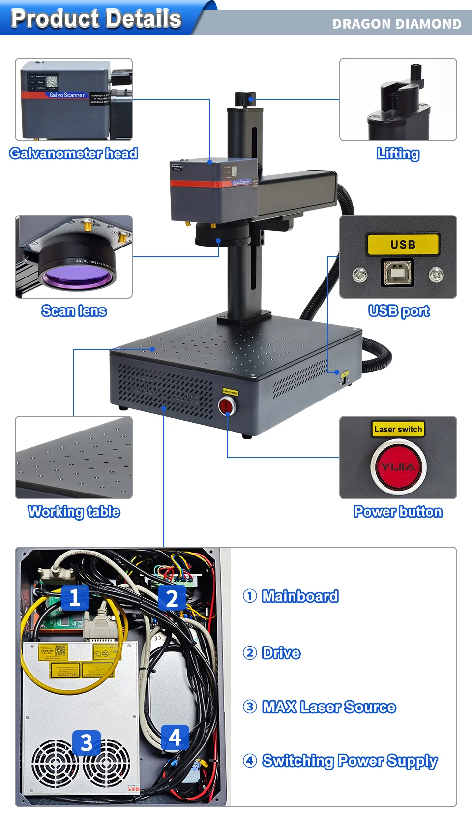 Hot Selling20w Mini Desktop Marking Machine Portable Fiber Laser Marking Machines Light Weight Fiber Laser Marker For Engraving