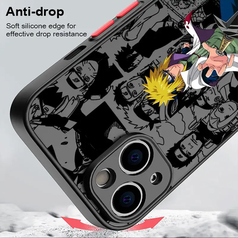 Cool Anime NARUTOS Case For Apple iPhone 15 11 14 13 12 Pro 7 XR X XS Max 8 Plus 6 6S SE 2022 15Pro Black Matte Phone Funda