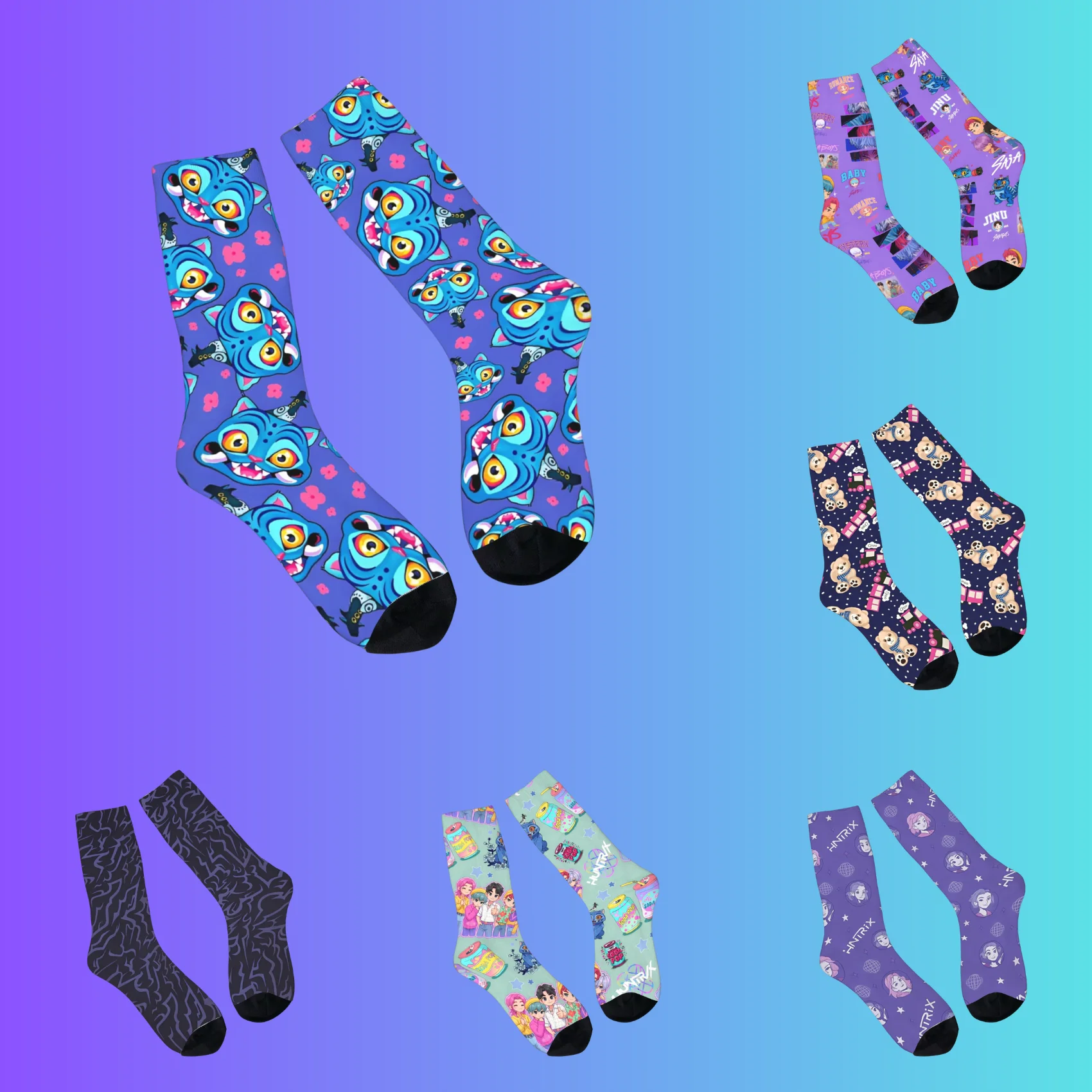 

KPop Demon Hunters Pajamas 2025 Socks Non Slip Stockings Couple Soft Breathable Climbing Socks Autumn Fashion Graphic Socks