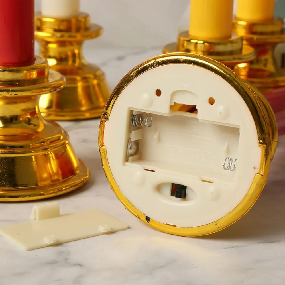 2Pcs Creative Electronic Candle Light Battery Operated Flameless Warm Glowing Candles Portable Cordless Simulated Candle Light