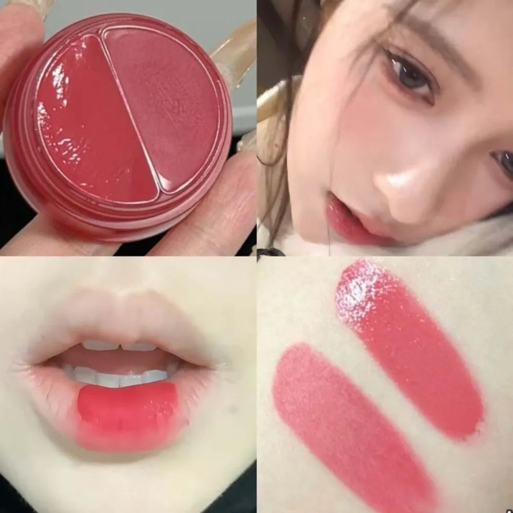 2-in-1 lippen- en wangcrème Hoogglans spiegeleffect Langdurige tweekleurige blos Roze tint Romige lipvlek Make-uptoepassing