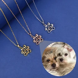 Customized Color Photos Projection Necklaces For Women With Cute Dog Paw Pendant Stainless Steel Chain 2025 New Birthday Gifts