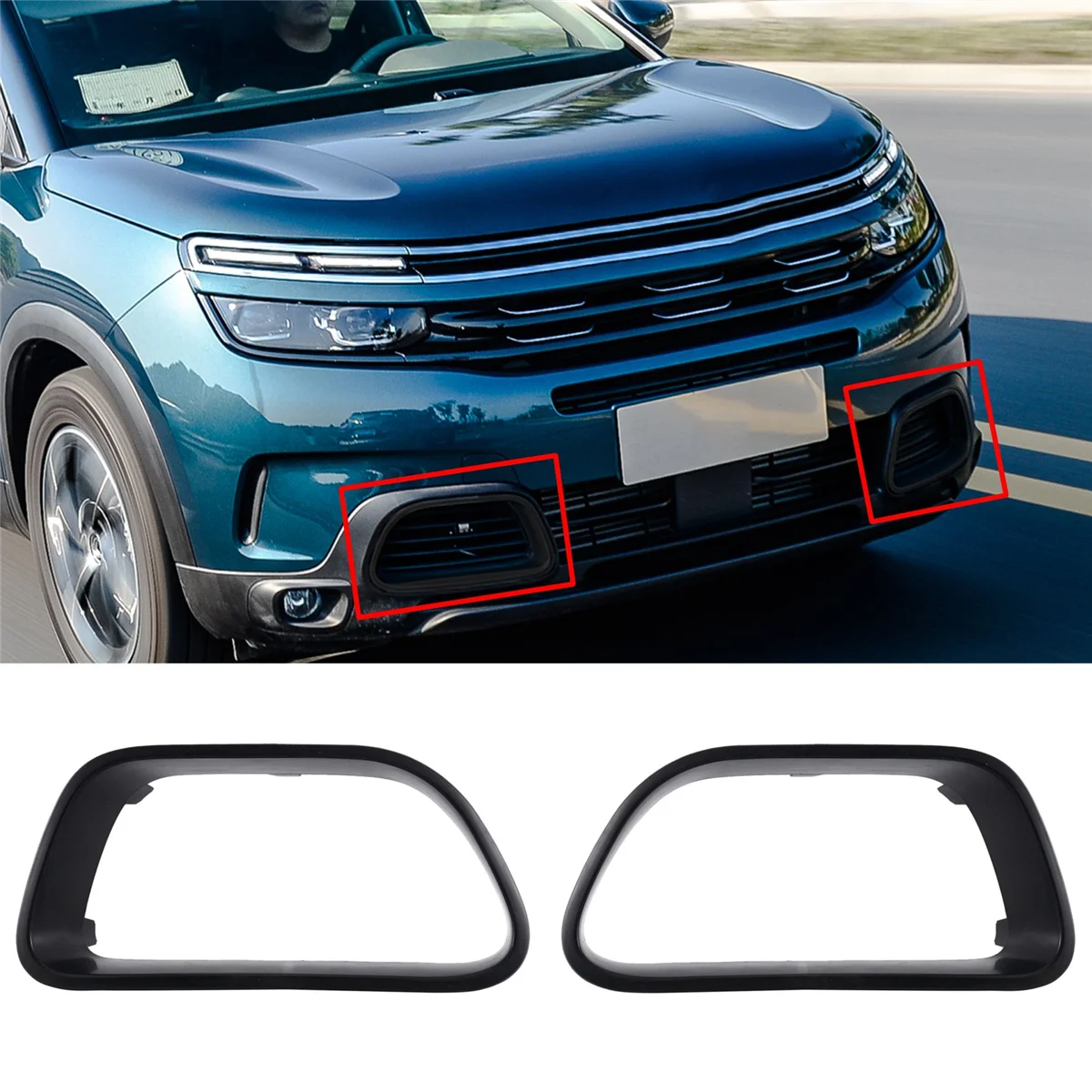 1Pair Car Front Bumper Decorative Frame Angel Eyes Refit for C5 9817829477 9817829377 Black