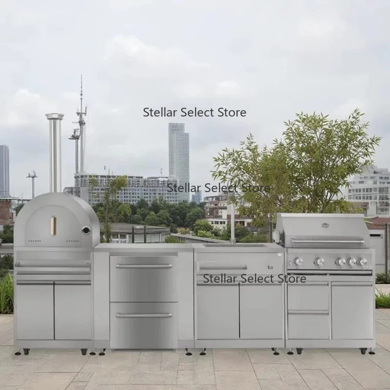 Factory Direct Sales Outdoor Camping Easy to Clean Modular Removable Stainless Steel Kitchen Cabinet Set With Drawers