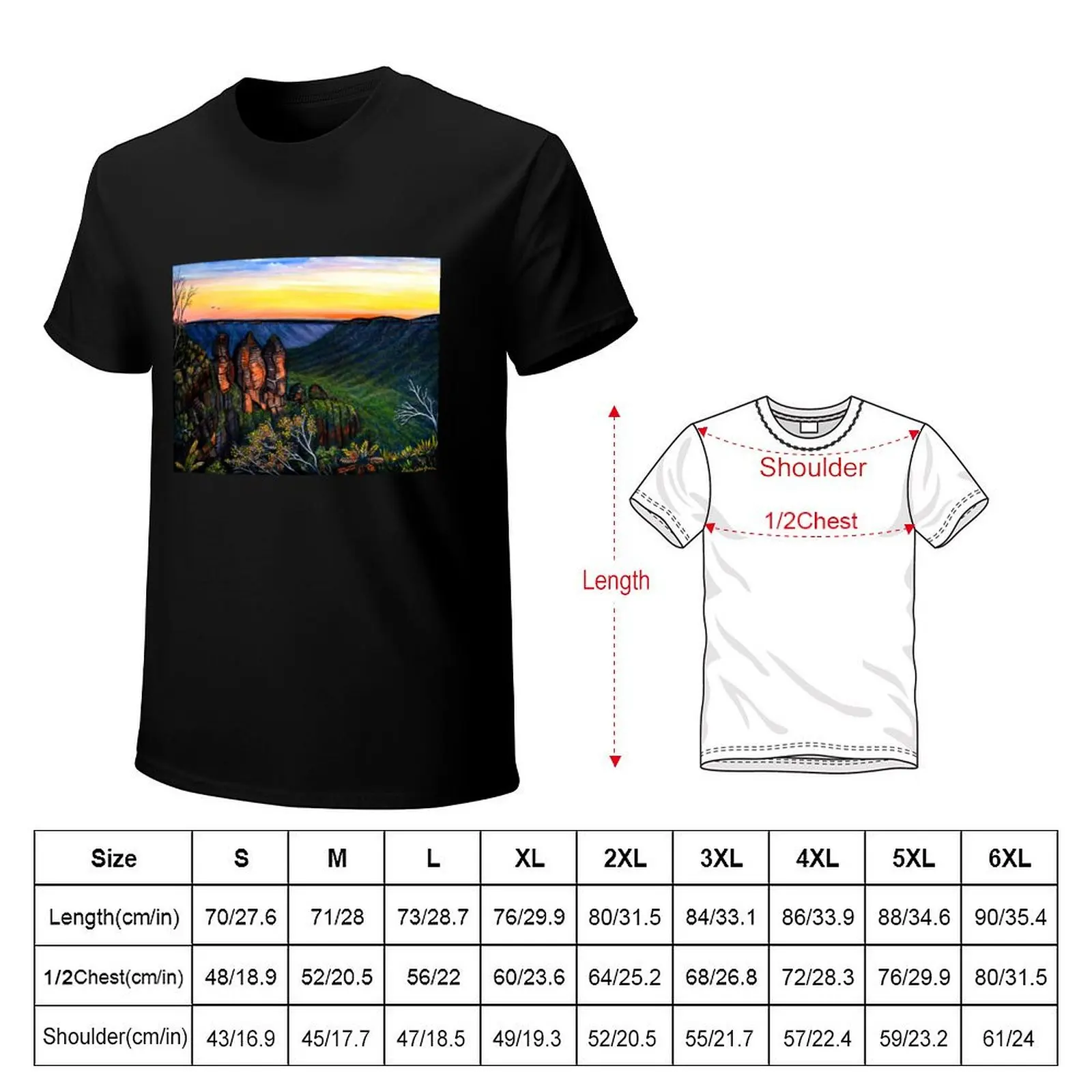 Blue Mountains Sunset T-Shirt plus size ubrania estetyczne ubrania ubrania anime T-shirt męski