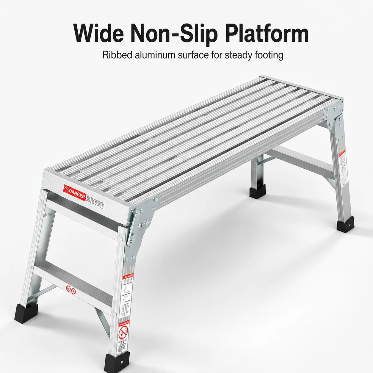 Folding Work Platform Aluminum Portable Scaffold Bench Non Slip Work Stand with Rubber Feet for Painting Car Washing Camping