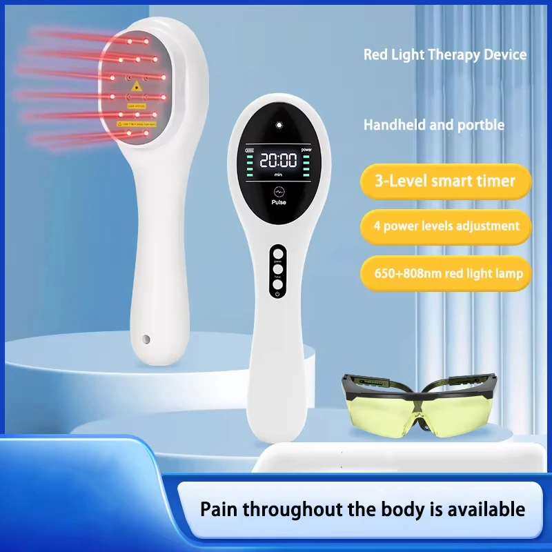 

4 * 808nm+14 * 650nm Handheld Cold Red Light Infrared Light Therapy Device Portable Machine for Human Body Muscle Joint pet Pain