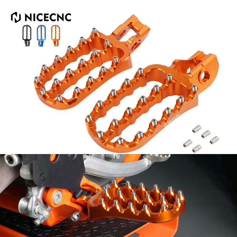 

NICECNC For KTM 2017-2023 EXC 300 EXCF 350 EXC 450 Enlarged Forged Foot Pegs Footrests SX 125 SXF 250 SXF 450 XC XC-F 2017-2022