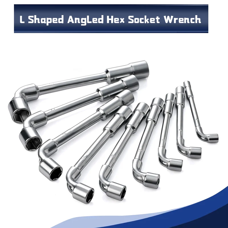 6/7/8/9/10/11/12/13/14/15~24mm L-Type Pipe Perforation Elbow Wrench L Shaped Angled Hex Socket Wrench Metric Chrome Alloy Steel