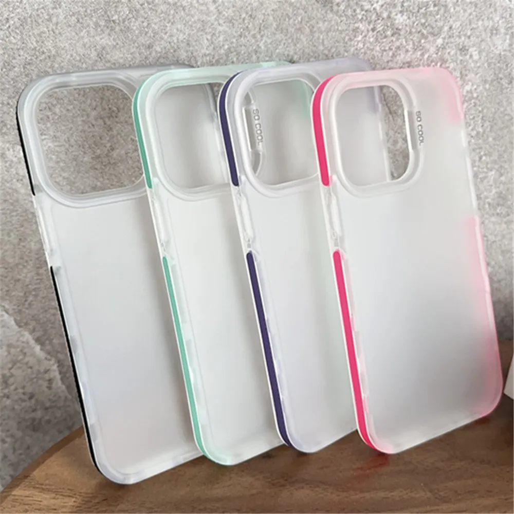 Fashion Transparent Matte Solid Color Case For iPhone 16 15 14 Plus 13 12 11 Pro Max Soft TPU All Inclusive Shockproof Cover