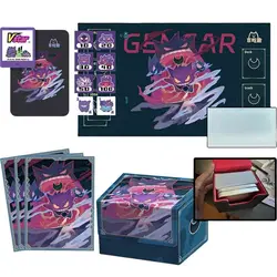 64Pcs/set Pokemon Gengar PTCG Cards Sleeve No Edge Locking Cards Pad 350X600X1.5Mm Card Box 60+ Indicator Game Props