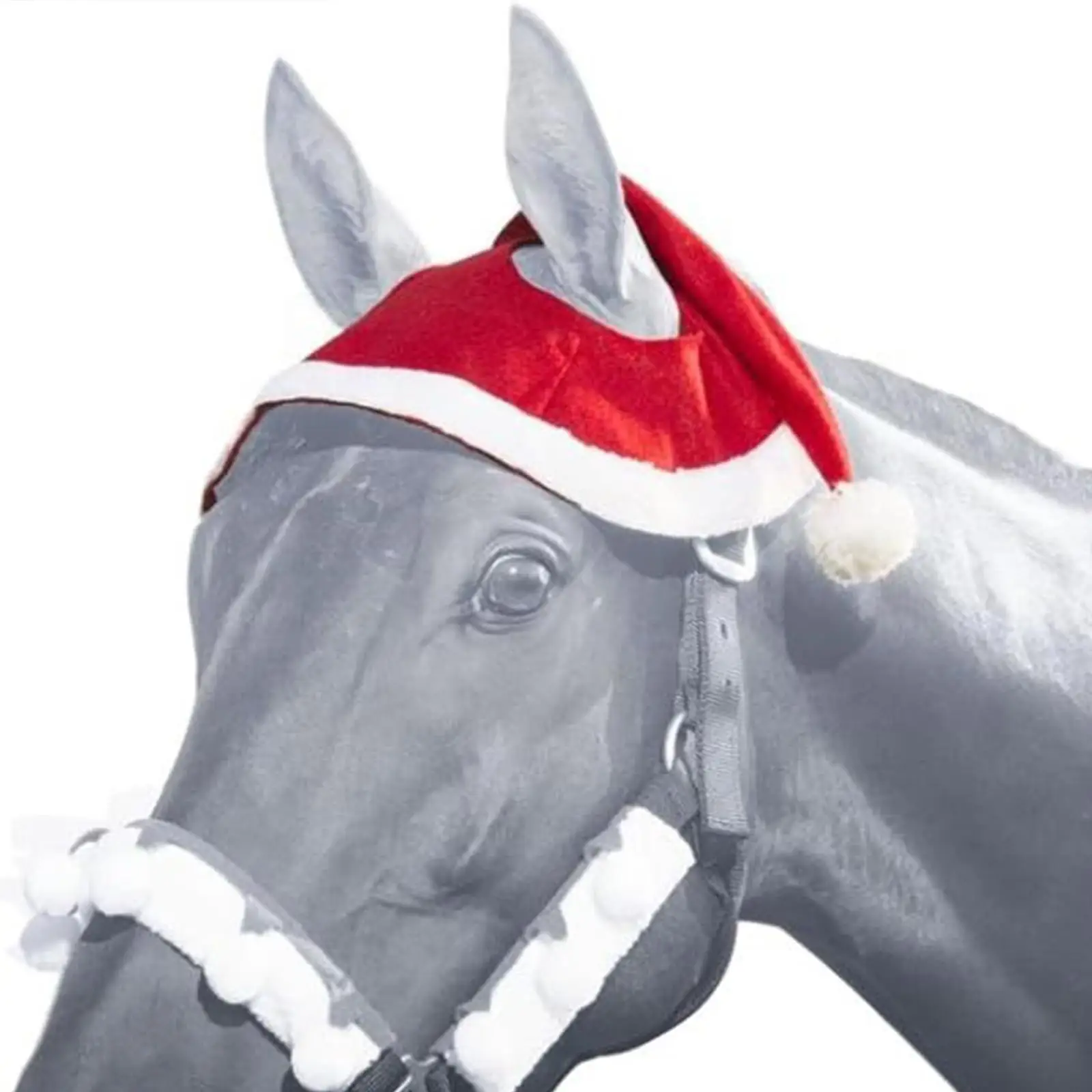 Winter Xmas Horse Christmas Hat Velvet Santa Cap Bonnet Headwear Accessory for Riding Parties and Photos