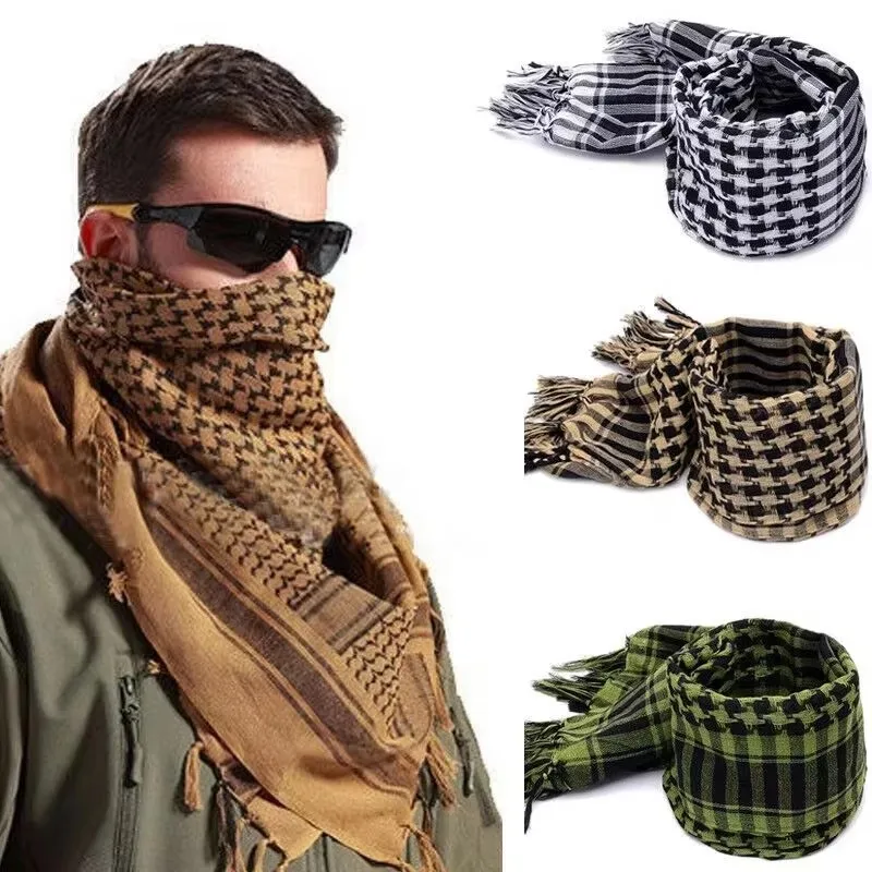 1/3/4PCS Unisex Lightweight Plaid Fringed Arabian Desert Scarf Soft Tactical Scarf Men Ladies Turban Shawl Airsoft Pain