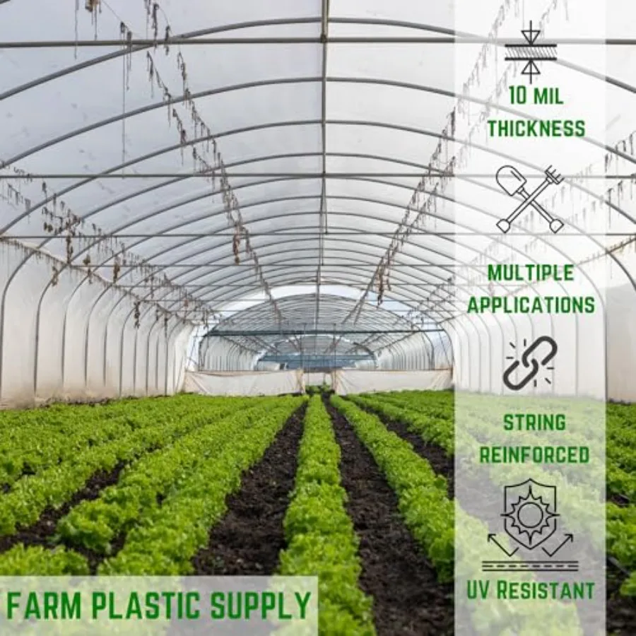 Farm Plastic Supply - String Reinforced 4 Year UV Resistant 10 mil Clear Greenhouse Plastic Sheeting - 4 Year UV Resistant Poly