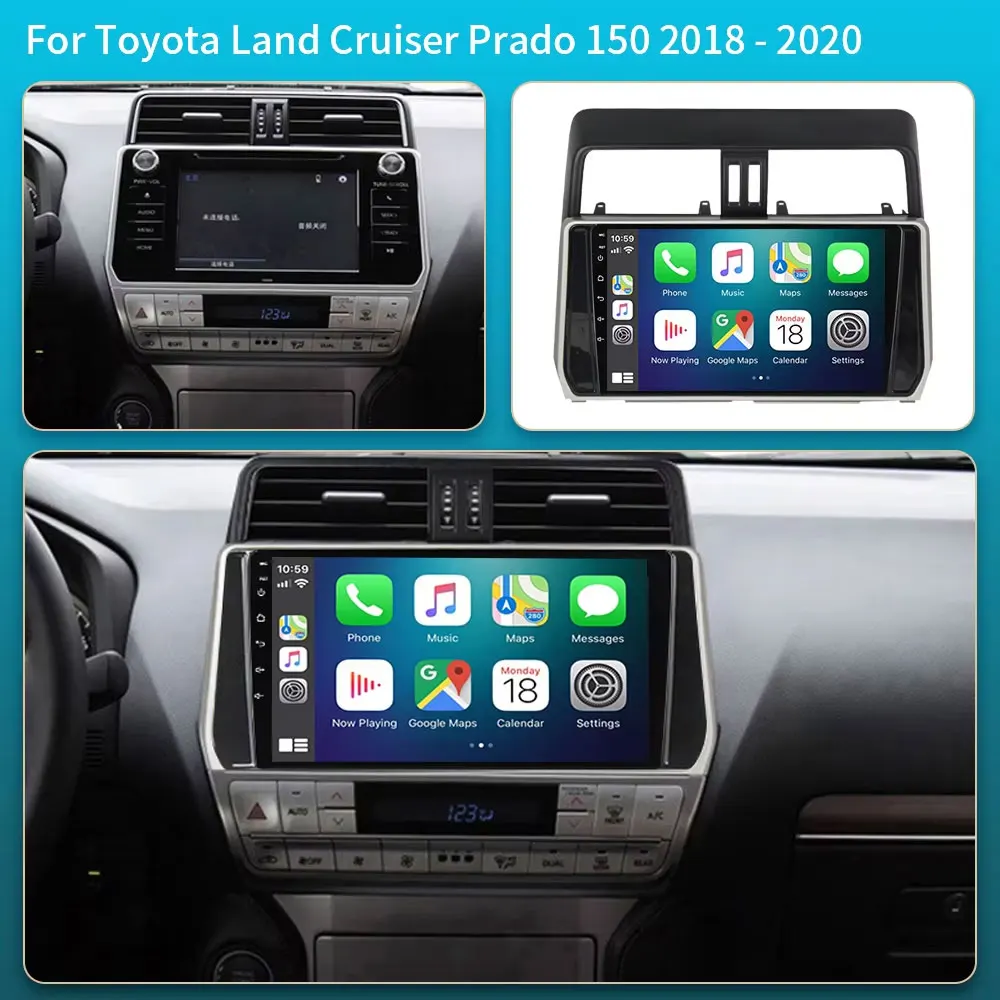 Android 16 For Toyota Land Cruiser Prado 150 2018 - 2020 Carplay Auto GPS Car Radio Navigation Multimedia Video Player Stereo BT