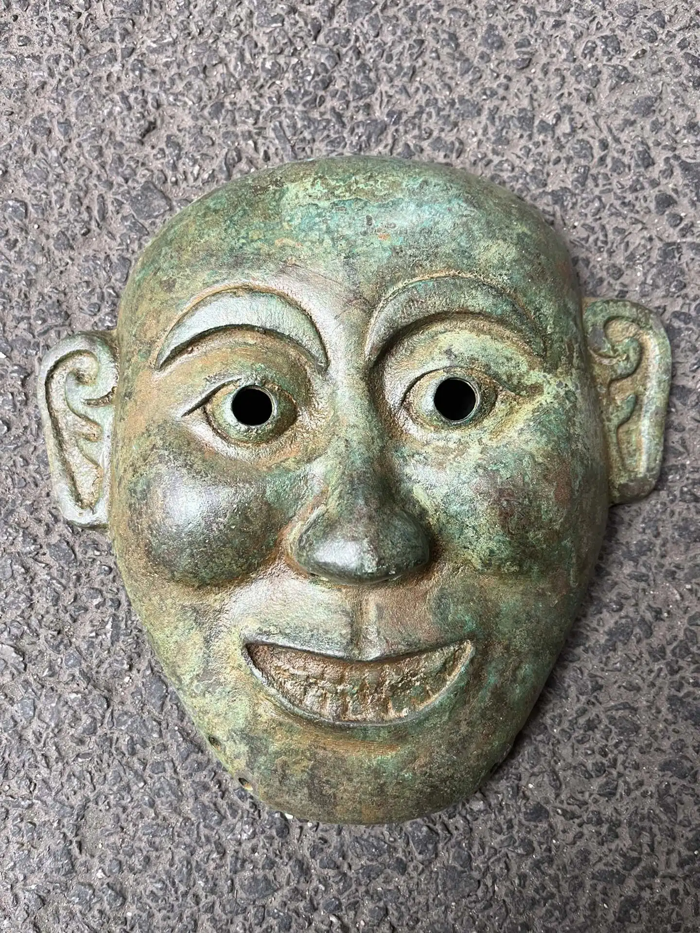 Antique Bronze Man Mask Decorative Ornaments from the Shang and Zhou Dynasties