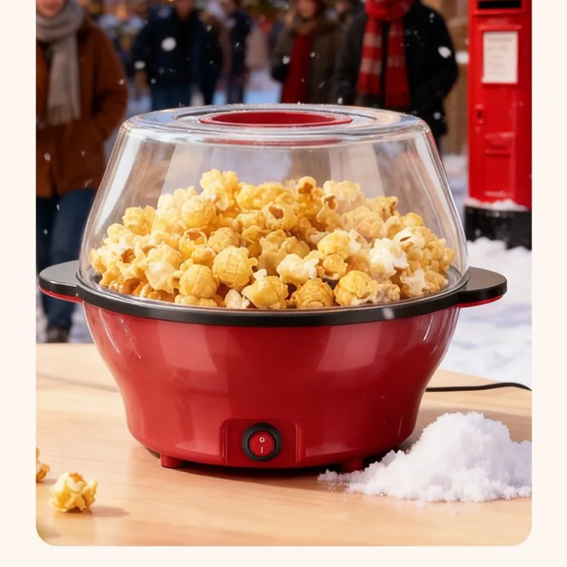 Household Electric Popcorn Machine 1000W Corn Popper Supports Sugar And Oil Addition For Home Party Snack Food Making Equipment
