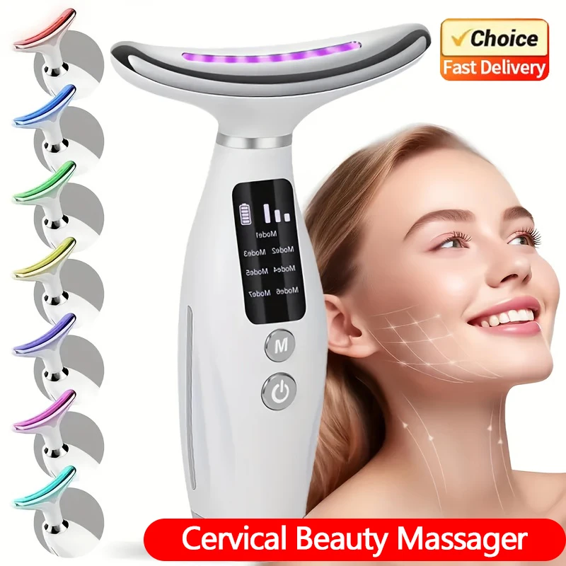2025 جديد EMS مكركرنت الرقبة الوجه مدلك 7 اللون LED جهاز الوجه للوجه الرقبة الكتف الرعاية تهتز العلاج الاستخدام المنزلي #1