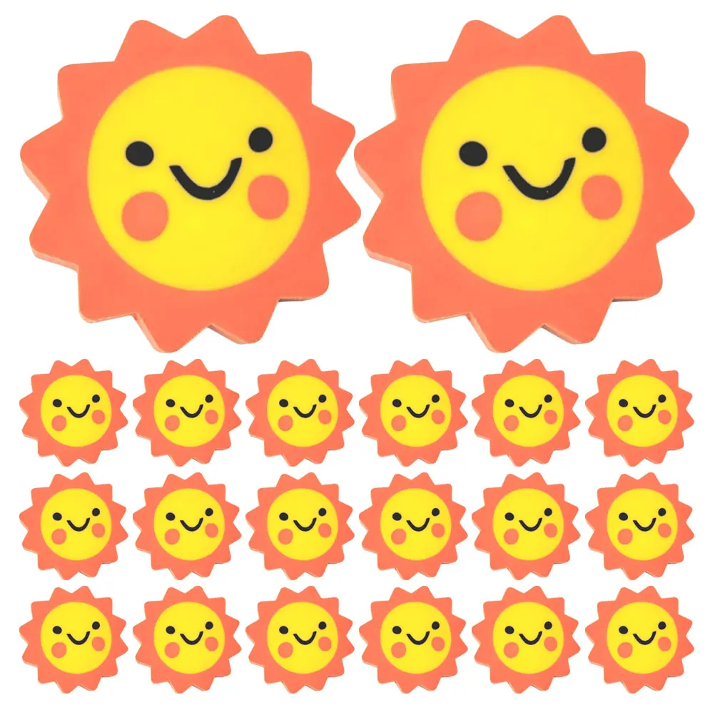 

50pcs Sunflower Eraser Cute Mini Pencil Topper Orange Color Bulk Novelty Fun Erasers for Kids School Supplies