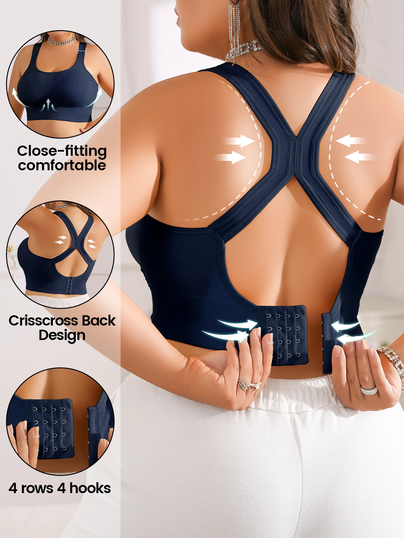 

Women's Plus Size Sports Bra, Removable Pads Breathable Gym Running Yoga Vest, Anti-Sag Support Workout Tank Top, 10 Colors