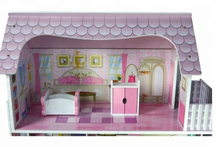 Toy Big Box Accessory Diy Pink Large Europe Three Floor Doll House