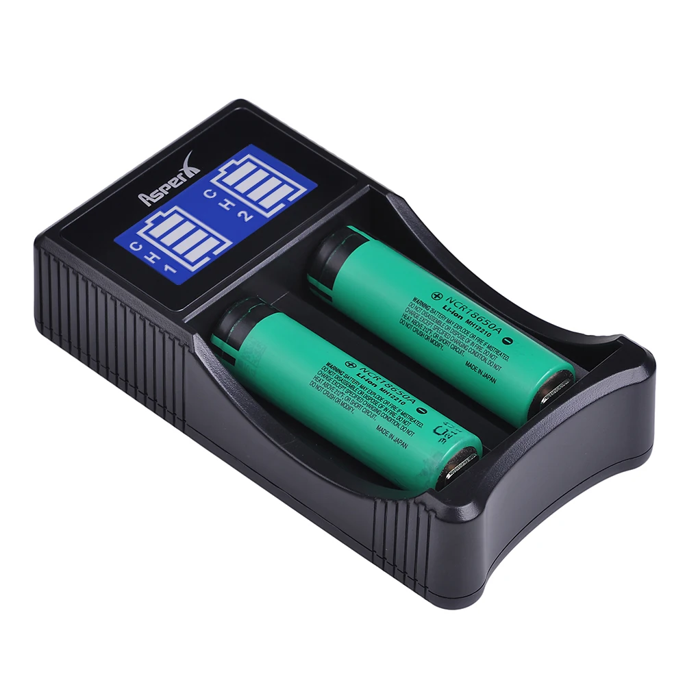 Cargador USB Dual para batería de iones de litio, Cargador Universal inteligente LCD, 18500, 18350, 17670, 17500, 26650, 22650, 18650