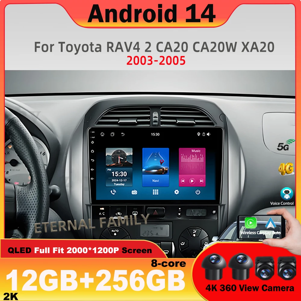 

Car android For Toyota RAV4 2 CA20 CA20W XA20 2003 - 2005 Multimedia Video Player Navigation GPS Stereo Wireless Carplay NO 2din