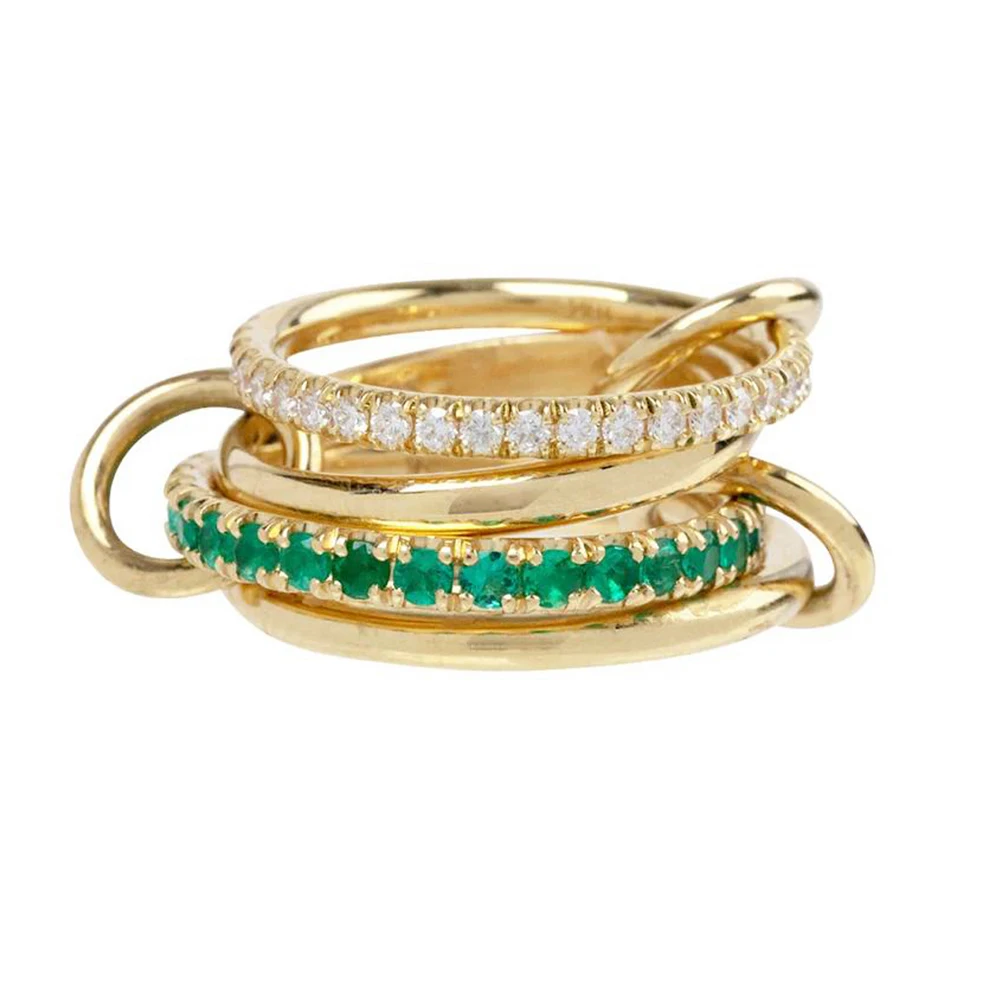 New Stacking Spinelli Kilcollin Rings Iced Out Plain Micro Paved 5A CZ Mix Color Multi Pieces Stack Full Finger Women Jewelry - Detail 1