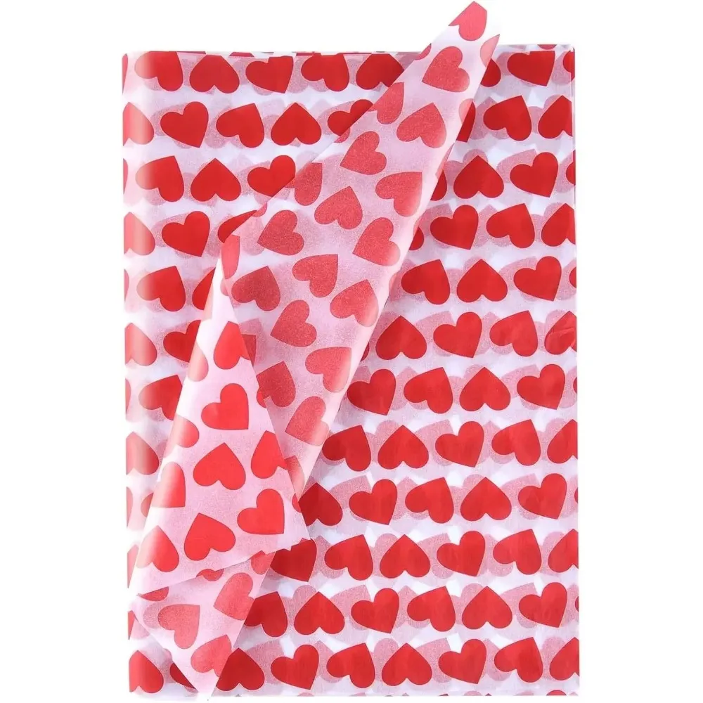 Tissue Paper for Packaging 10 Sheets Gift Wrapping Tissue Paper Heart Design Art Paper for Crafts Valentine's Day Wedding Decor