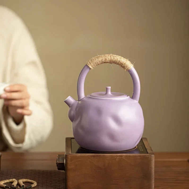 800ML Household Chinese Light Luxury Simple Teapot Kung Fu TeaSet Wai Stove Brewing Tea Lifting Beam Pot Ceramic Brewing Teapot