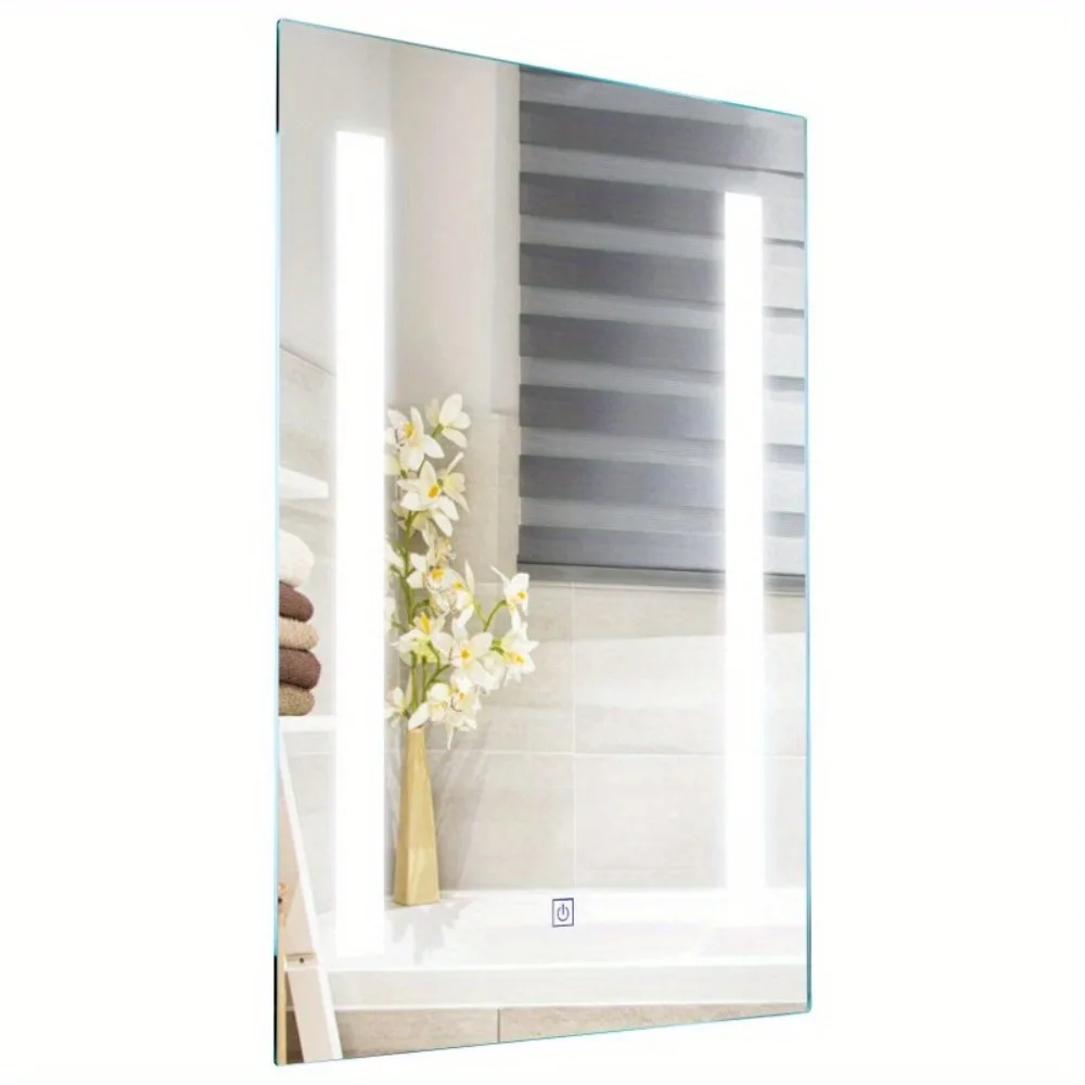 Bathroom LED Mirror Wall-mounted 3-Color Dimmable Touch Button 27.5