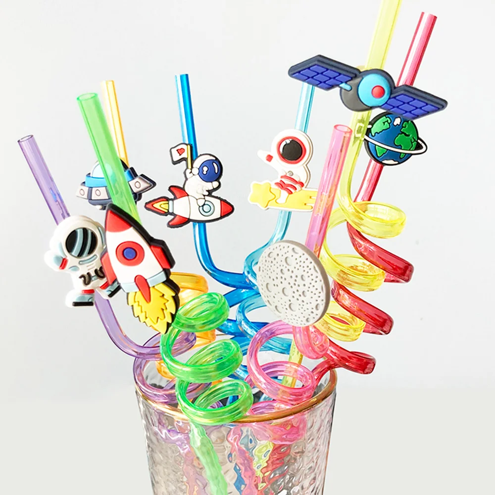 

8Pc Outer Space Straws Solar System Rocket Spaceship Astronaut Satellite Planet Outer Space Theme Birthday Party Favors Supplies